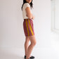 Raw Silk Contrast Shorts - Dark Rose/Mustard