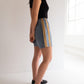 Raw Silk Contrast Shorts - Denim/Gold