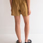 Raw Silk Contrast Shorts - Gold/Sky