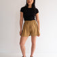 Raw Silk Contrast Shorts - Gold/Sky