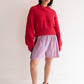 Raw Silk Contrast Shorts - Lavender/Wine