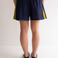 Raw Silk Contrast Shorts - Navy/Chartreuse