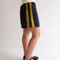 Raw Silk Contrast Shorts - Navy/Chartreuse