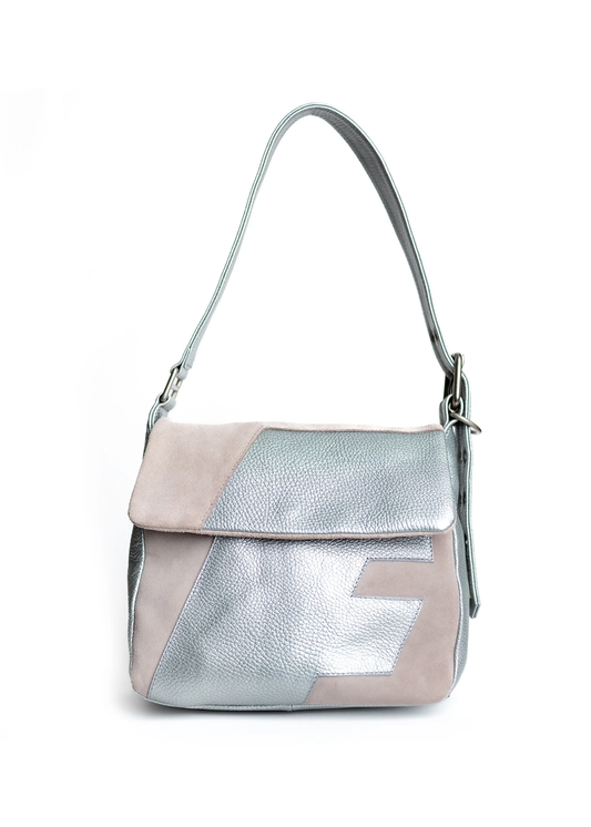 Suede Shoulder Bag - Silver