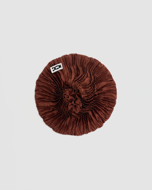 Plissé Silk Scrunchie - Mahogony
