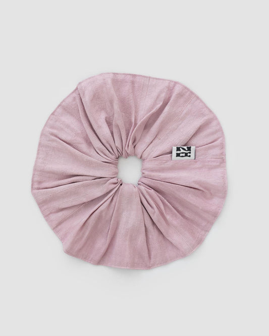 Raw Silk Scrunchie - Grey Pink