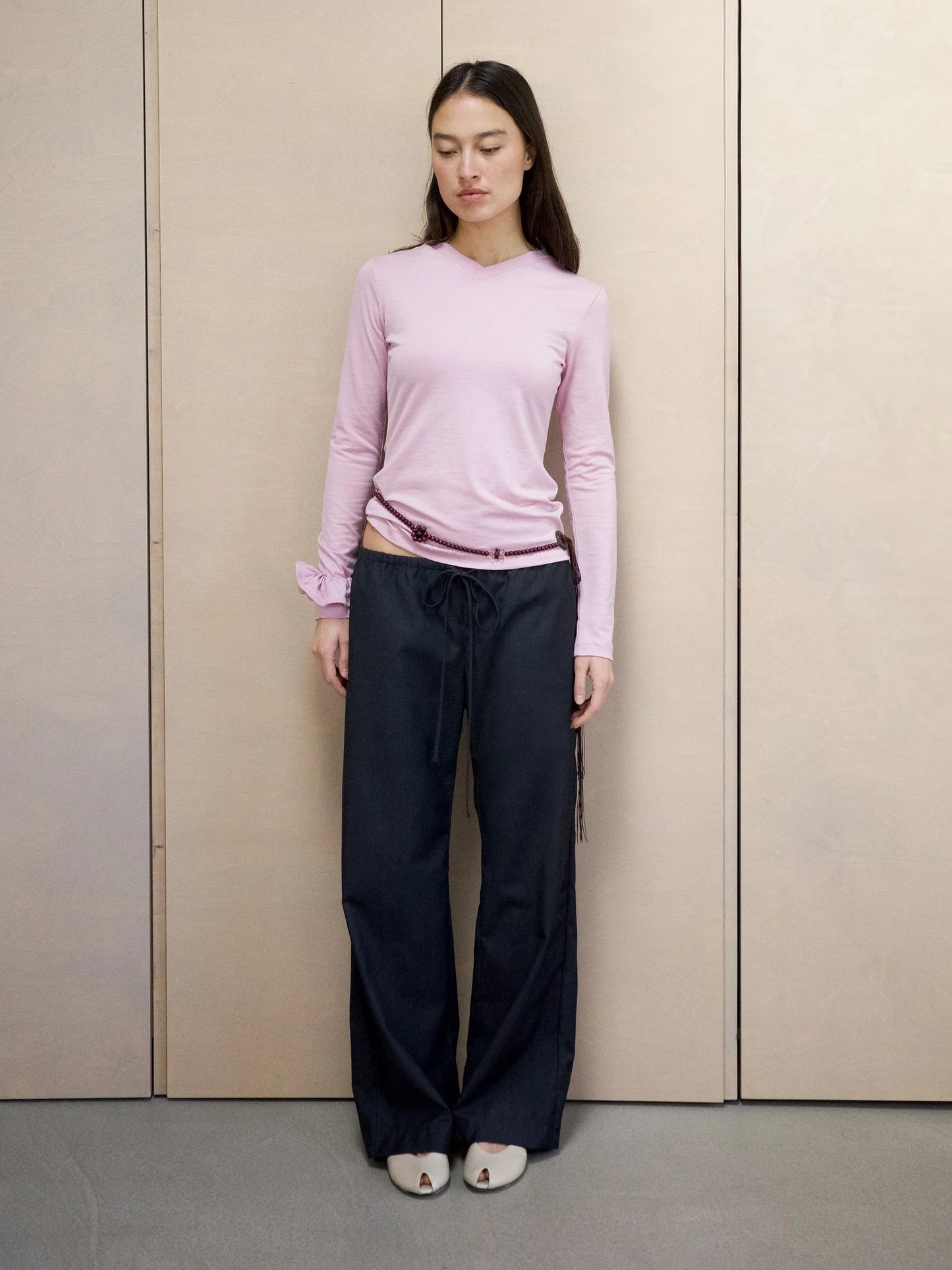High V-Neck Long Sleeve - Blush