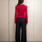 High V-Neck Long Sleeve - Crimson