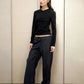 High V-Neck Long Sleeve - Black
