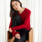 High V-Neck Long Sleeve - Crimson
