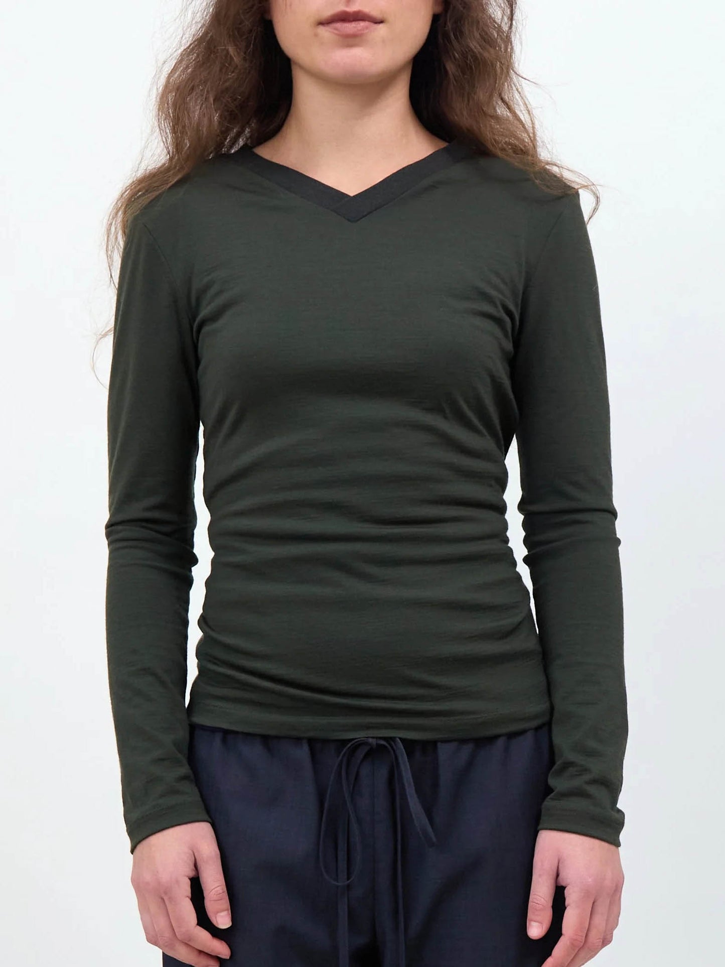 High V-Neck Long Sleeve - Khaki