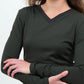 High V-Neck Long Sleeve - Khaki