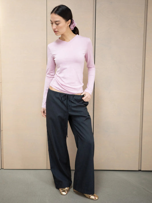 High V-Neck Long Sleeve - Blush