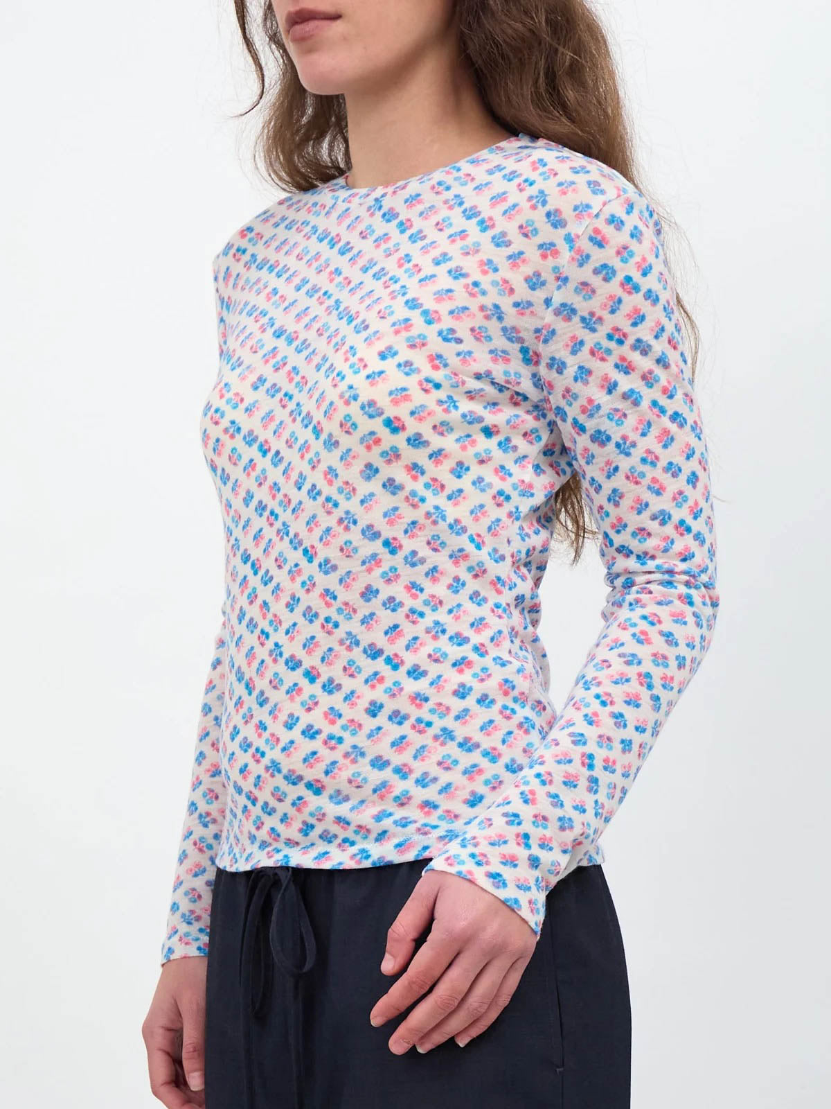 Bouquet Long Sleeve - Blue/Coral
