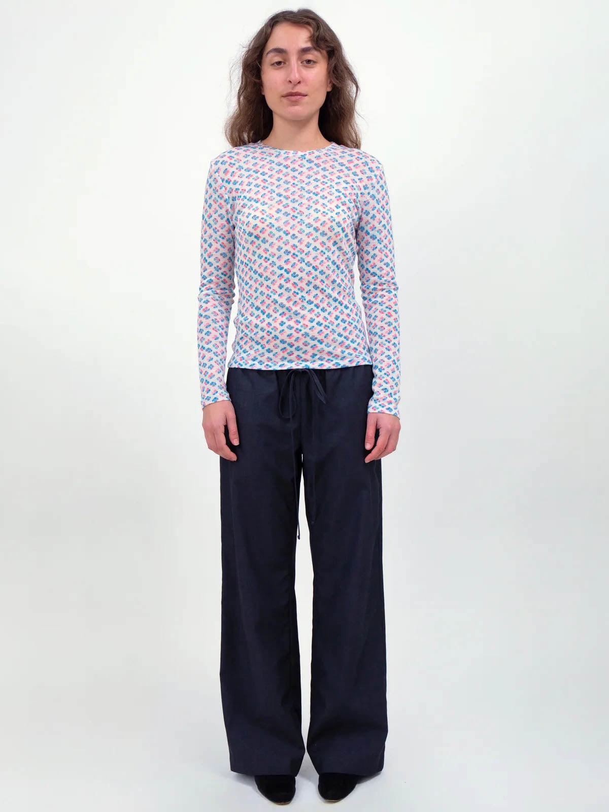 Bouquet Long Sleeve - Blue/Coral