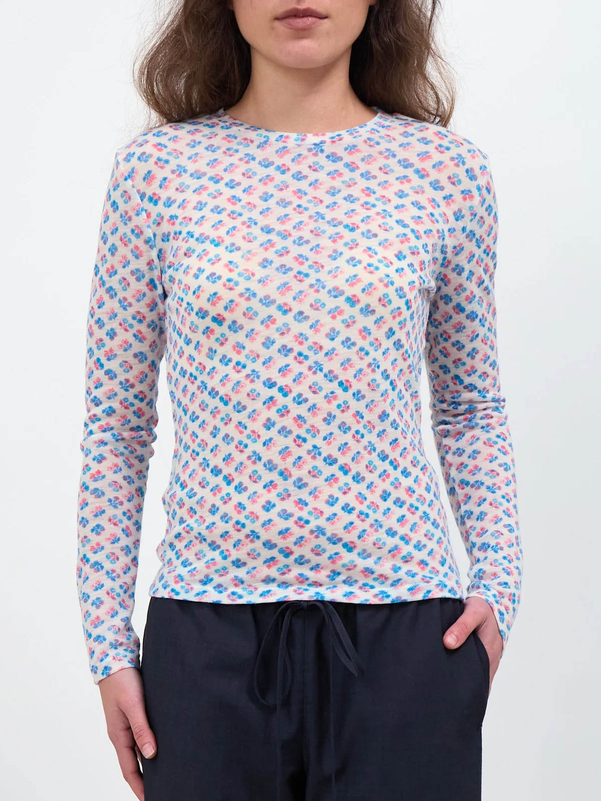 Bouquet Long Sleeve - Blue/Coral