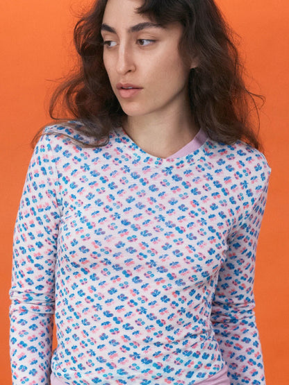 Bouquet Long Sleeve - Blue/Coral