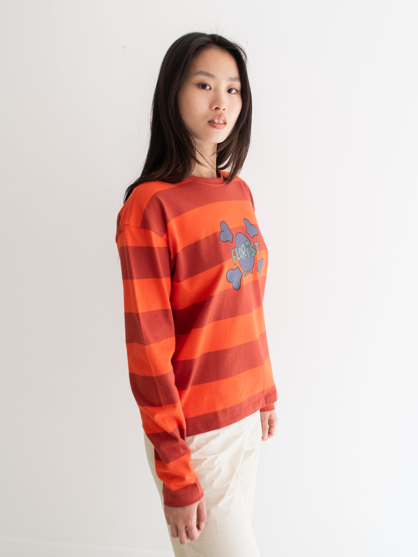 Skull Long Sleeve - Orange Stripe