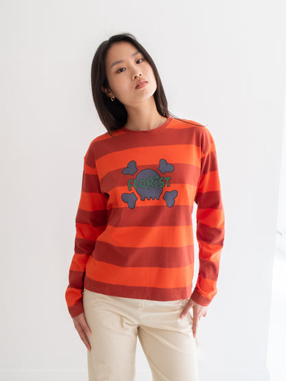 Skull Long Sleeve - Orange Stripe