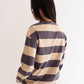 Skull Long Sleeve - Beige/Charcoal Stripe