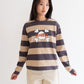 Skull Long Sleeve - Beige/Charcoal Stripe