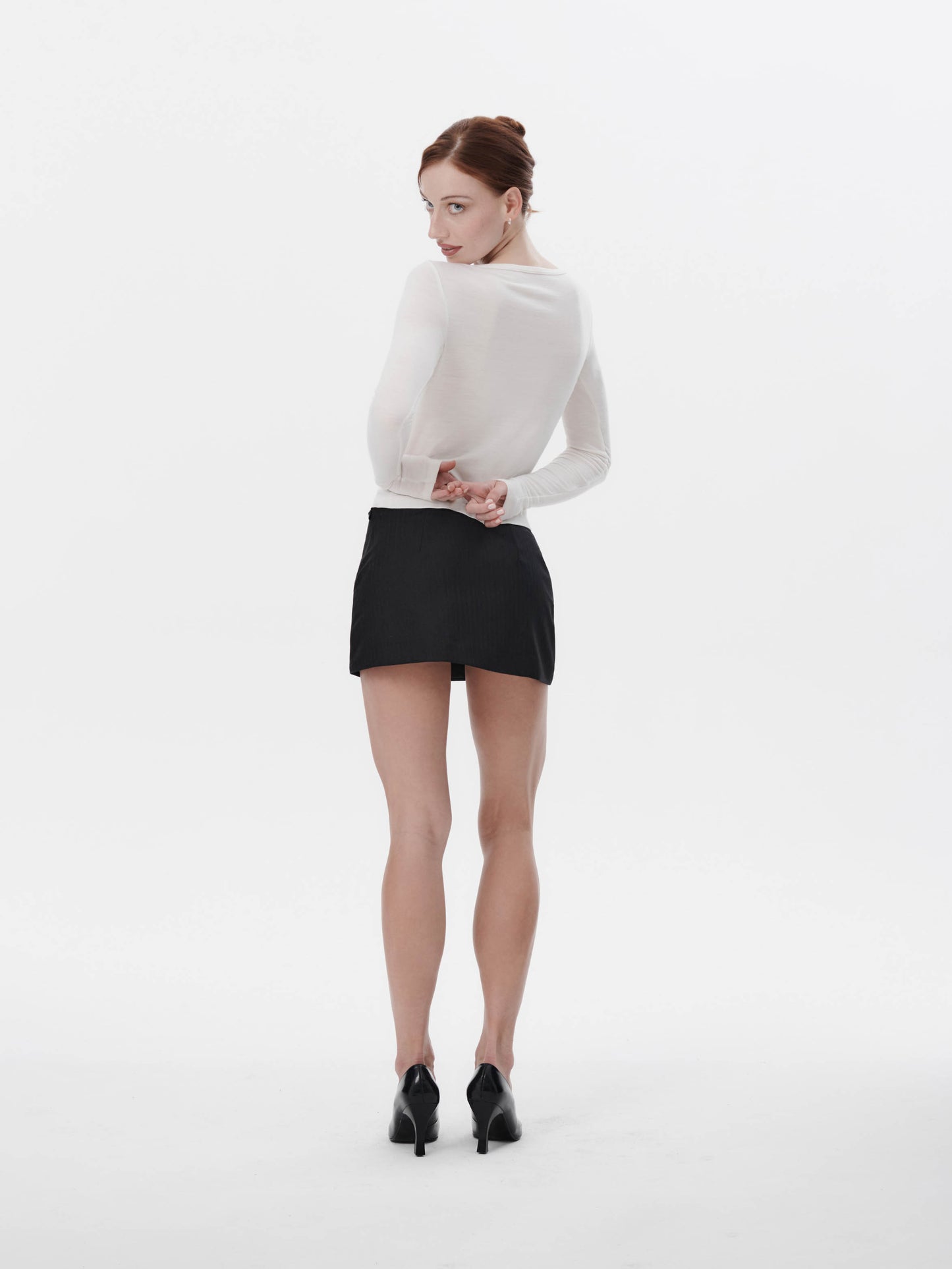 The Miniskirt - Black Merino Herringbone